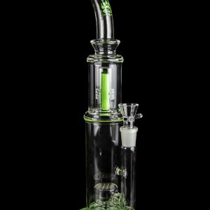Calibear ""Susan"" Bent Neck Dual Perc Stemless Water Pipe with Colored Accents