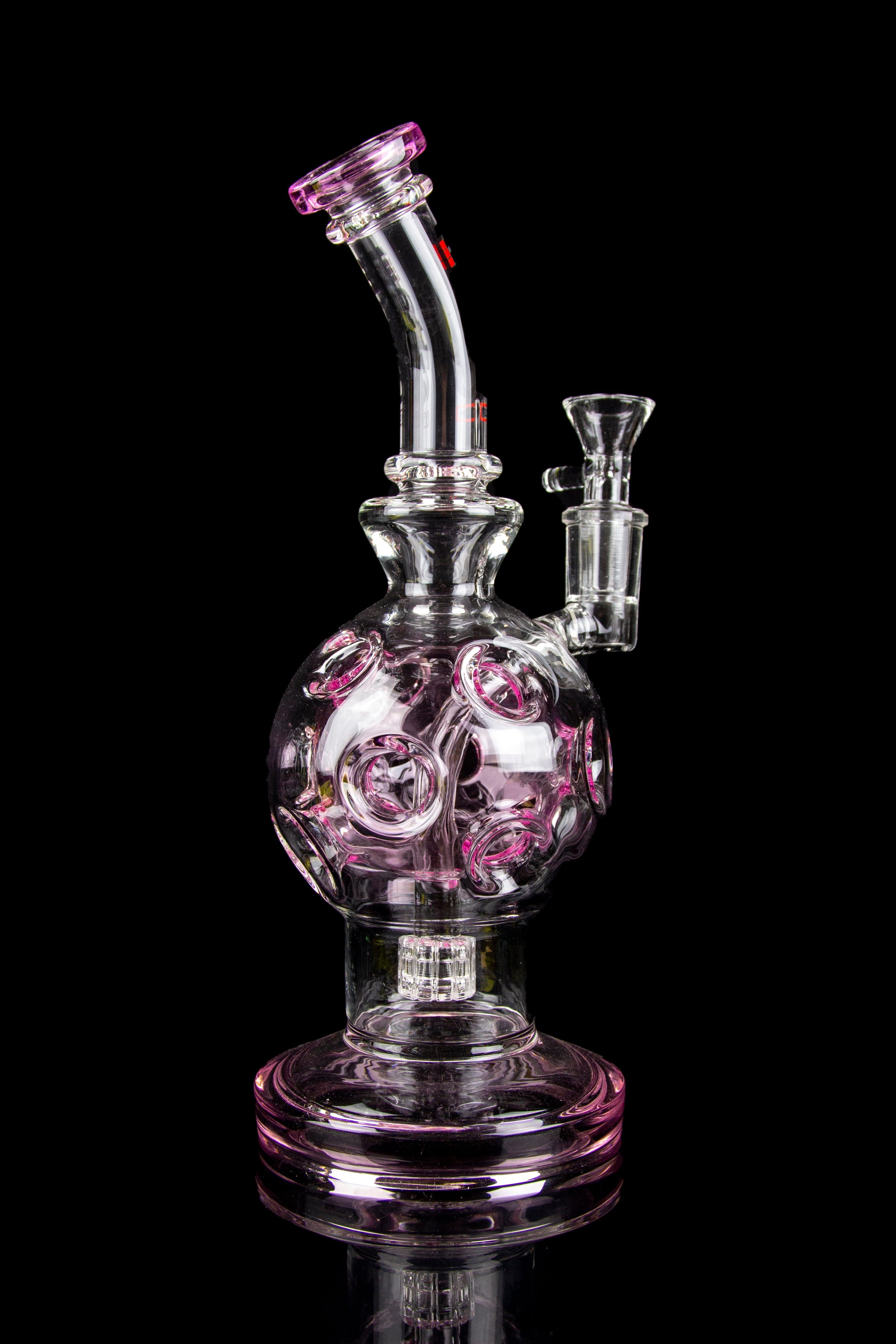 ""The Reactor"" Swiss Sphere Style Water Pipe with Bent Neck and Color Accents