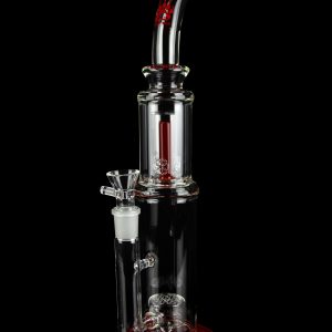 Calibear ""Susan"" Bent Neck Dual Perc Stemless Water Pipe with Colored Accents