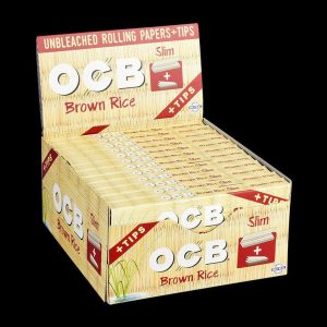 OCB Brown Rice Rolling Papers with Tips - 24 Pack