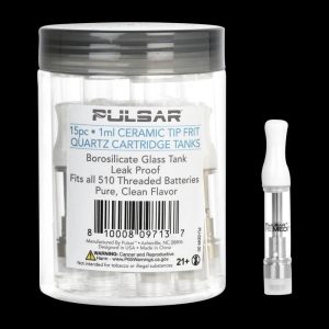 Pulsar Ceramic Tip Quartz Frit Cartridge Tanks - 15 Pack
