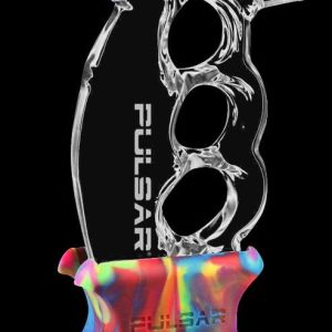 Pulsar Glass Knuckle Bubbler w/ Tie Dye Silicone Stand