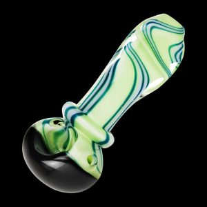 Slime Green Swirled Glass Spoon Pipe