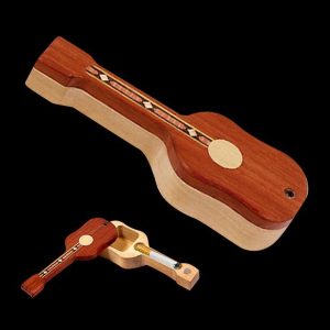 Wood Guitar Dugout with Magnetic Lock Swivel Lid