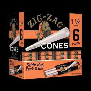 Zig Zag 1 1/4"" Unbleached 6 Cones x 36 Pack Display