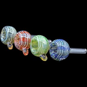 Color Raked Bubble Pull-Stem 9mm Slide Bowl - Amber