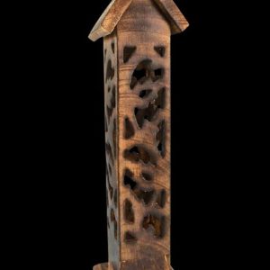 Carved Wood Square Tower Incense Burner