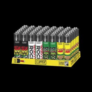 Clipper Rasta Assortment Lighter Display - Bulk 48 Pack