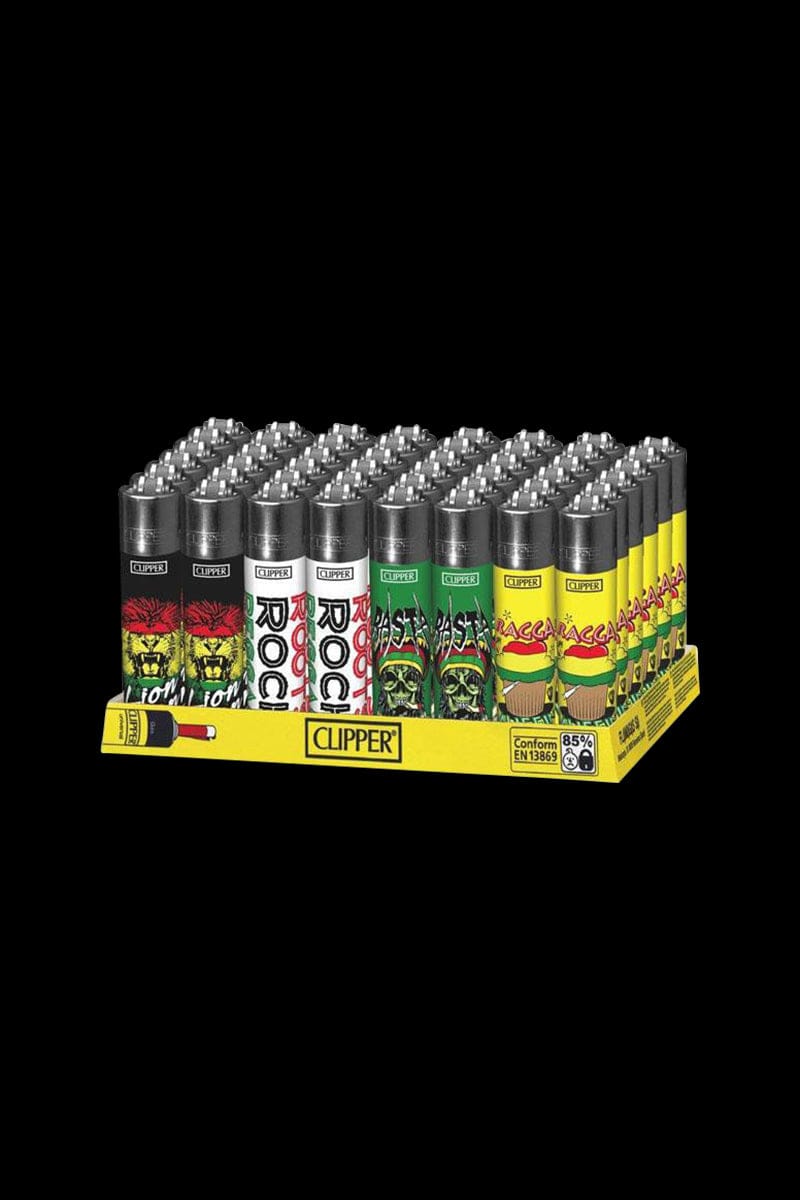 Clipper Rasta Assortment Lighter Display - Bulk 48 Pack