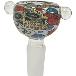Clear Pacific Assorted Watercolor Designed 14MM Male Bowl With 2 Side Beads