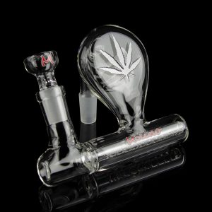 Molino Glass Inline Ash Catcher with Engraved Leaf