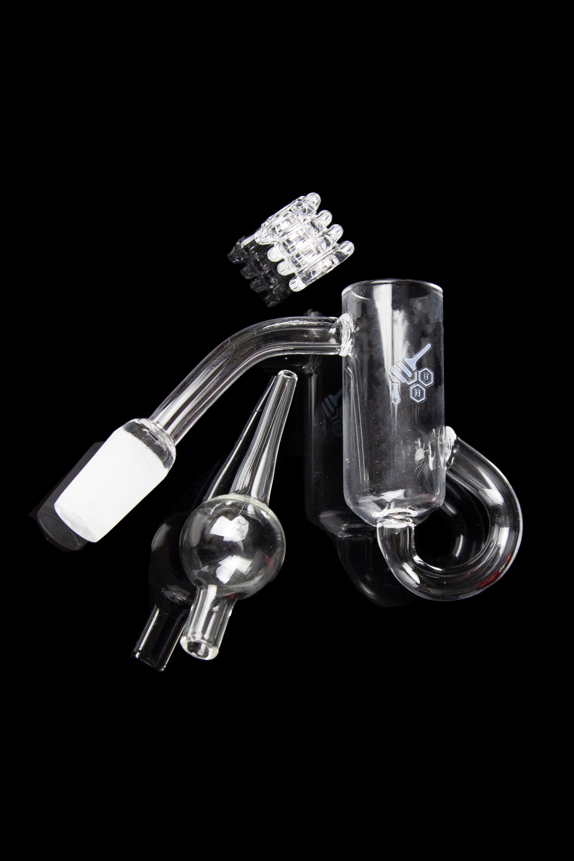 Honeybee Herb 45 Degree Honey Recycler Quartz Banger - Yellow Line