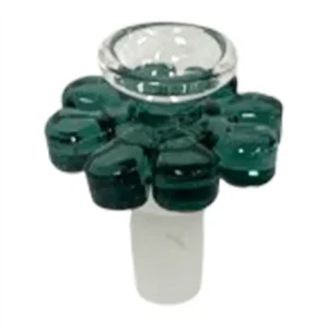 Pacific One Hitter Male Bowl Colored Emerald Flower Grip 14MM