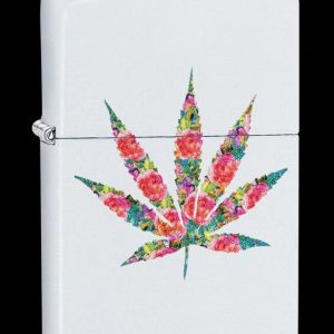 Zippo Lighter - Floral Hemp Leaf