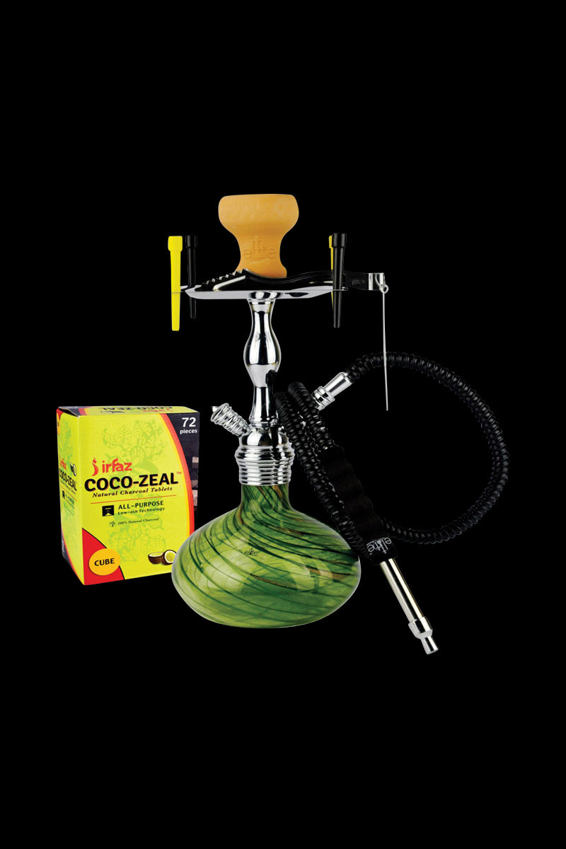 Elite Single Hose ""Dakari"" Hookah With Coco-Zeal Charcoal